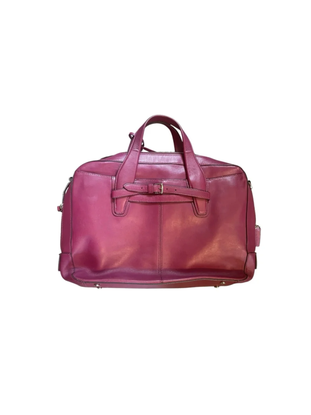 Tumi Magenta Leather Handbag Silver Hardware Office Work
